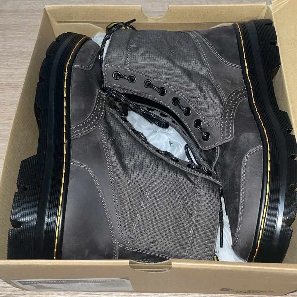 Dr Marten Combs Leather Jungle Zip Casual Combat Boots Gunmetal Men 11 Woman 12